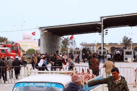 The border post at Ras Ajdir, the northern terminus of Tunisia's anti-terror wall. Ras Ajdir border post